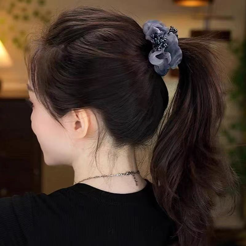Elástico de cabelo scrunchie em tecido floral estilo chinês_voghion.com