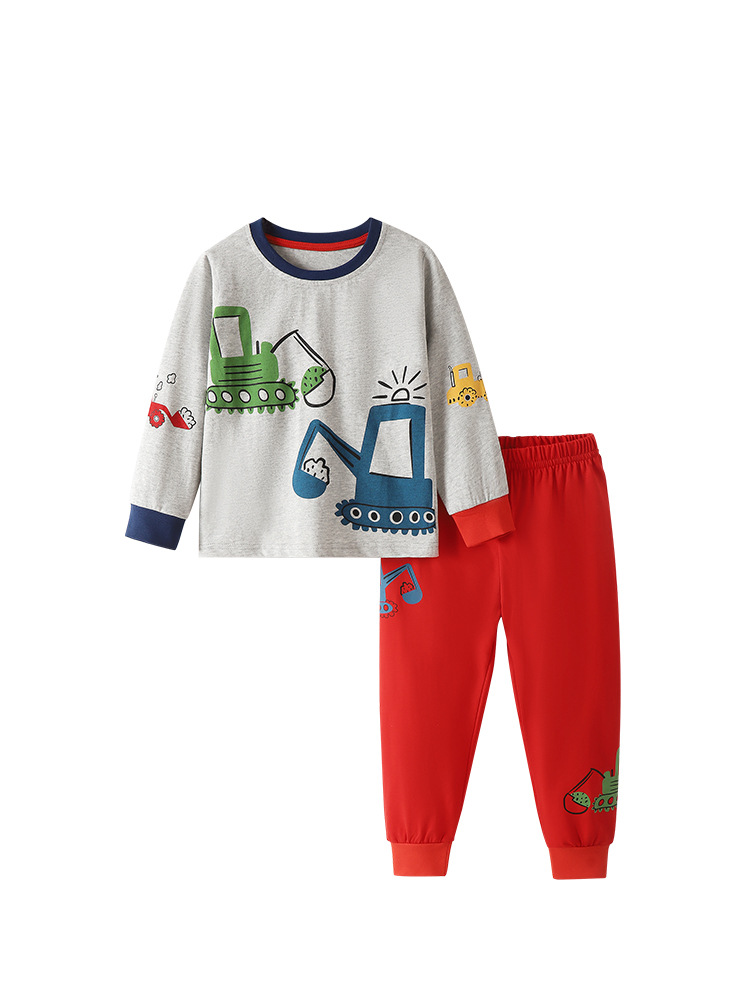Malwee transfronterizo juego de niños otoño y invierno nuevo pijama de niños europeos y estadounidenses cuello redondo manga larga cintura elástica dos piezas