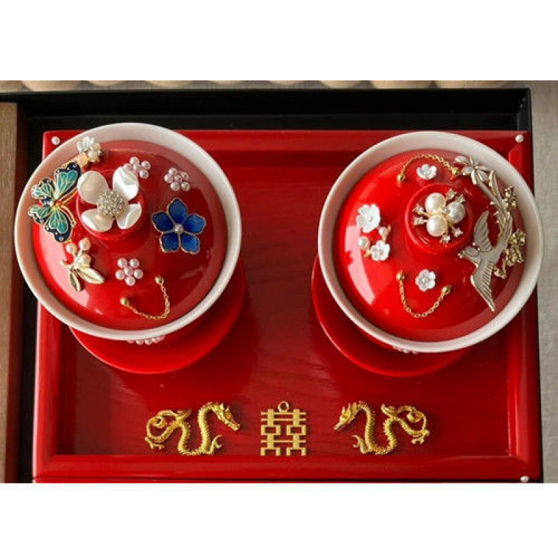 Tazas de té de boda de bodas de bodas de cerámica de decoración hecha a mano taza de boda