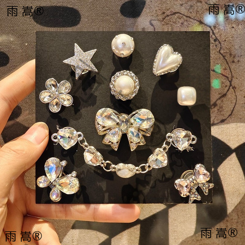 Suitable for Crocs Crocs Accessories Diamond Chain Shoes Flower-Like Decorative Accessories Jewelry for Women