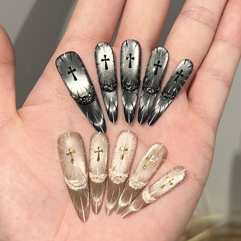 Oracle Holy Light Purely Handmade Wearable Nails Black Cat's Eye High-End Manicure Light Luxury Popular Fake Nail Patch Oracle Holy Light Purely Handmade Wearable Nails Black Cat's Eye High-End Manicure Light Luxury Popular Fake Nail Patch