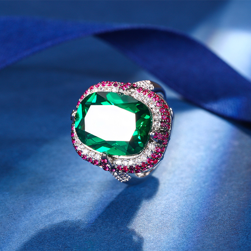 2024 nueva joyería Zhuang Shengsheng estilo europeo y americano simulación esmeralda salto color retro traje principal piedra 12*16-8*10