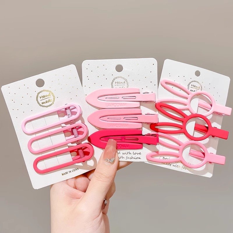 Rosa horquilla femenina 2024 Nueva horquilla BB clip frente flequillos laterales horquilla rota lindo clip de dopamina otoño