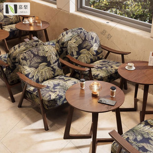 Southeast Asian Style Theme Cafe Table and Chair Combination Leisure Retro Tea Restaurant Bar Bistro Milk Tea Shop Sofa