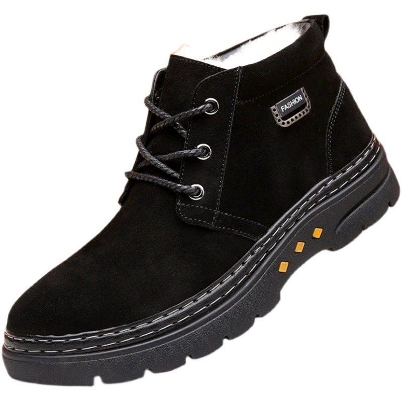 Северо-восточные зимние сапоги, мужские цельные зимние хлопковые ботинки из утолщенной шерсти, повседневные хлопковые ботинки из холодостойкой кожи, Нескользящие ботильоны