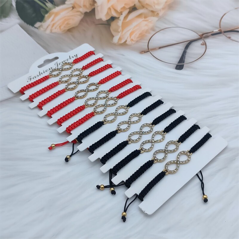 Cross-border Hot Sale 8-word Diamond Infinite Woven Adjustable Bracelet Friendship Couple Bracelet Bracelet Bracelet Rope Wholesale