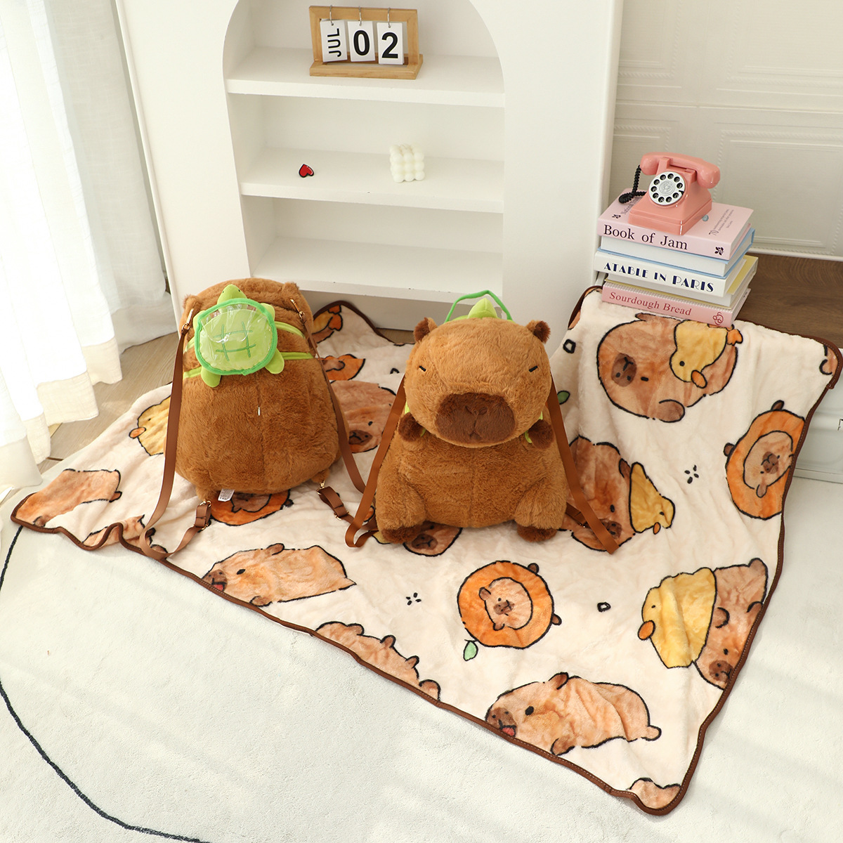 Caricaturas lindos animales Dolphin capibara muñeca mochila manta manta manta de oficina siesta manta aire acondicionado manta