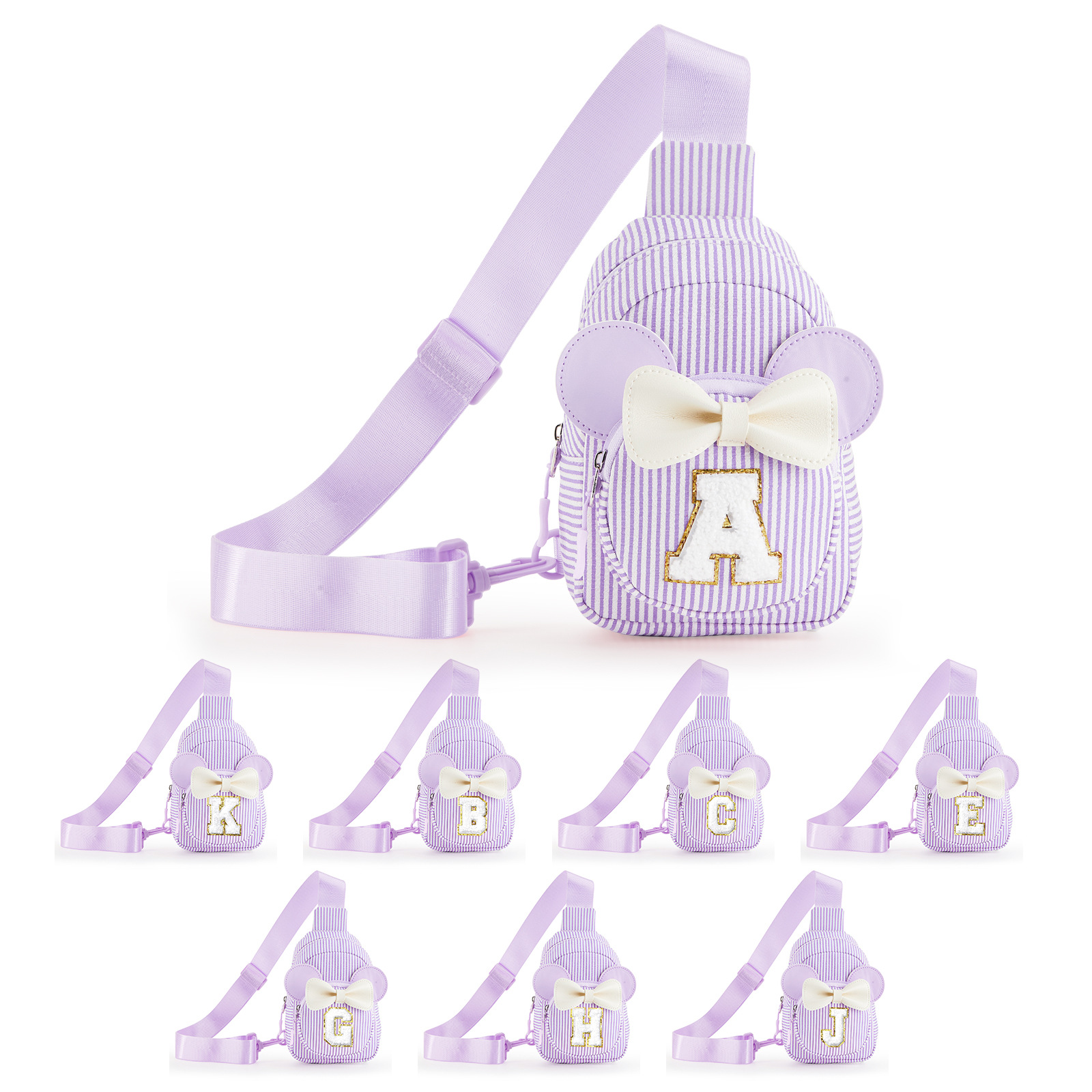 New style children's crossbody bag, cute cartoon Mickey Mouse ears and bow design, small letter-printed bag for girls