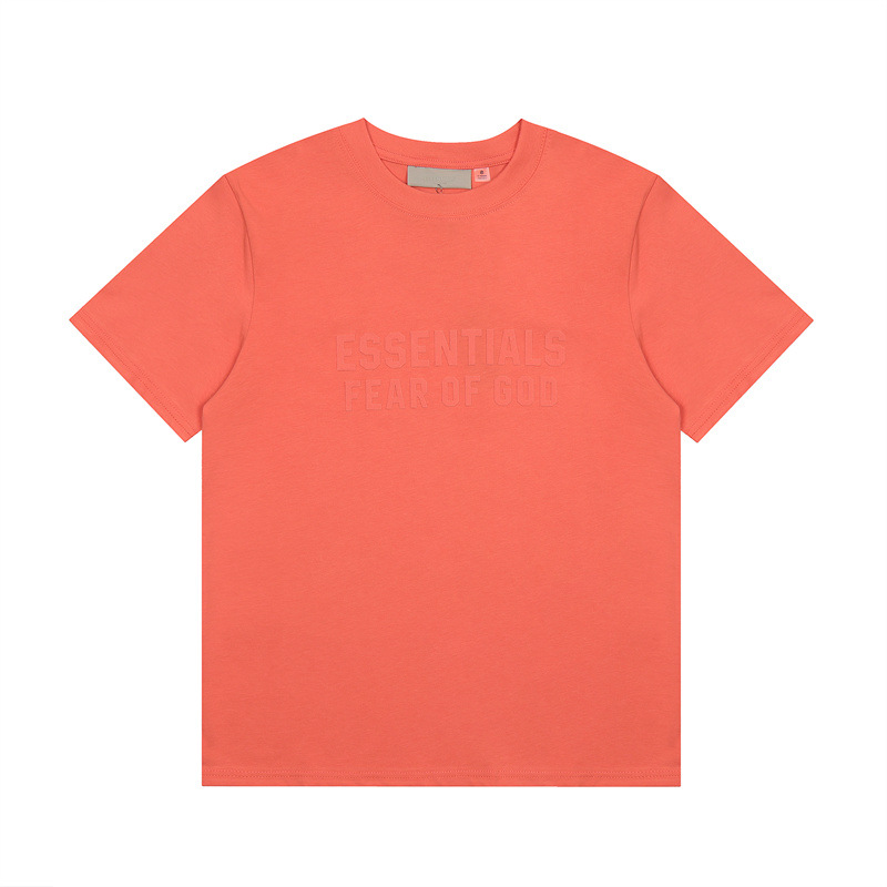 Cross-border FOG Multi-line ESENTIALS Flock Printed Letter Short-Sleeve Retro American Summer Couple T-Shirt Hombre