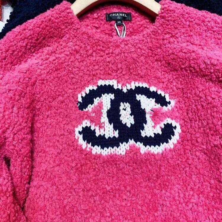 2023 Trendy Chanel-Style Influencer Picks Round-Neck Lamb Wool Sweater Spring and Autumn Base Layer Lettered Tiktok Hot-Selling Sweater for Women