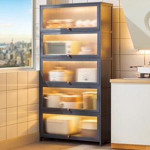 Home Kitchen Sideboard Bamboo Side Cabinet Tea Cabinet Living Room Wall Storage Cabinet Multi-Functional Tea Side Cabinet Cupboard