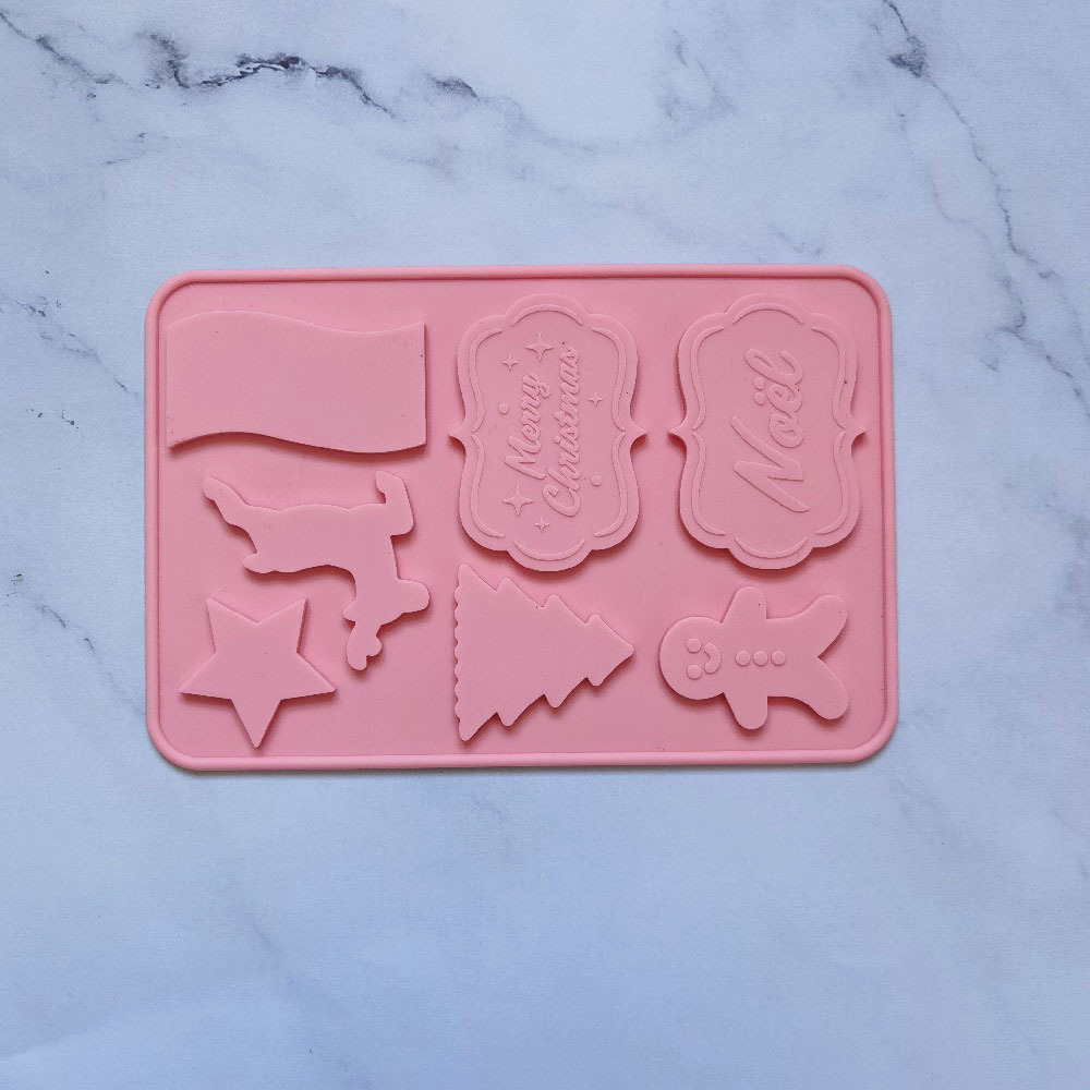 7 tarjetas de Navidad 71 molde de silicona pastel helado pudín molde de postre jabón utensilios