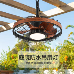 户外庭院防水风扇灯露台阳台凉亭挂钩式吊扇灯静音防锈耐晒风扇灯