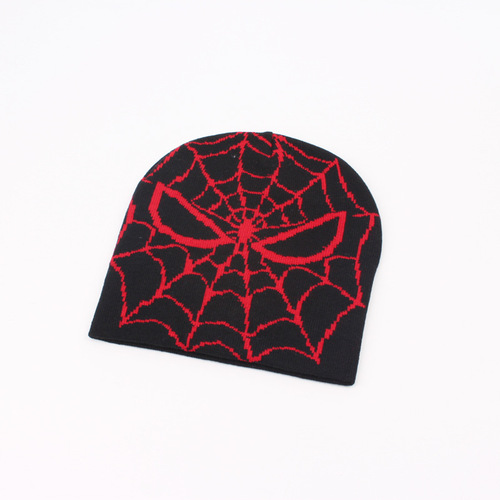 Autumn and winter style knitted hat cartoon Spider-Man warm wool hat personalized outdoor ear-covering headgear cold-cap for men