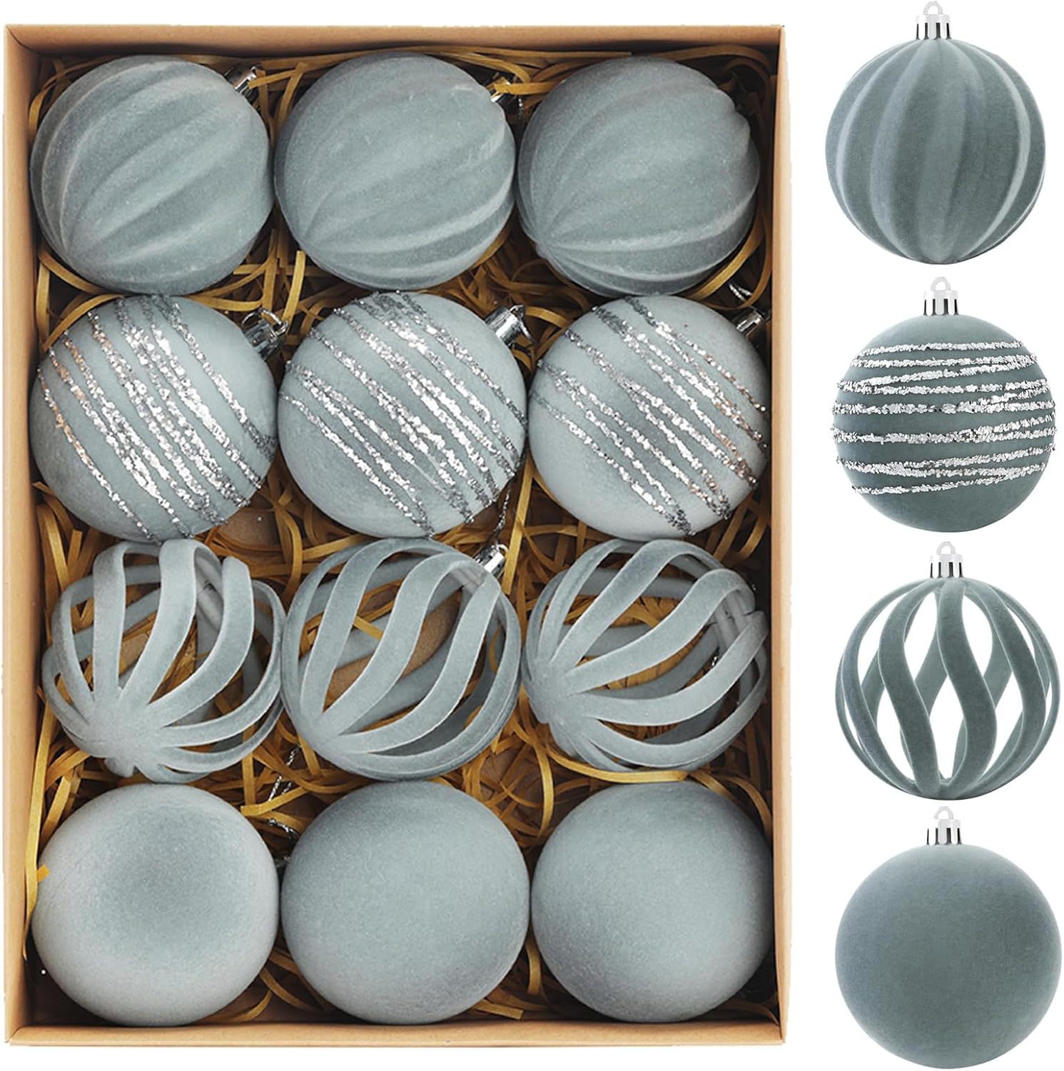 Bolas de Navidad flocado bolas de Navidad bolas de decoración de Navidad 8cm bolas de Navidad decoración de árbol de Navidad colgante decoración de Navidad image 7