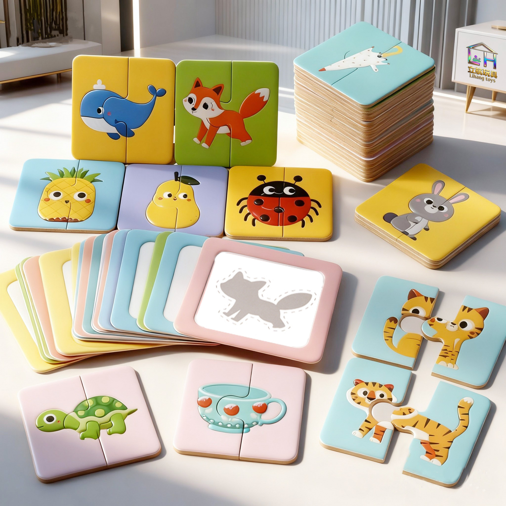 Cross-Border New Products for Young Children to Find Shadow Puzzles, Animal Board Games, Parent-Child Interactive Card Games, Baby Educational Toys