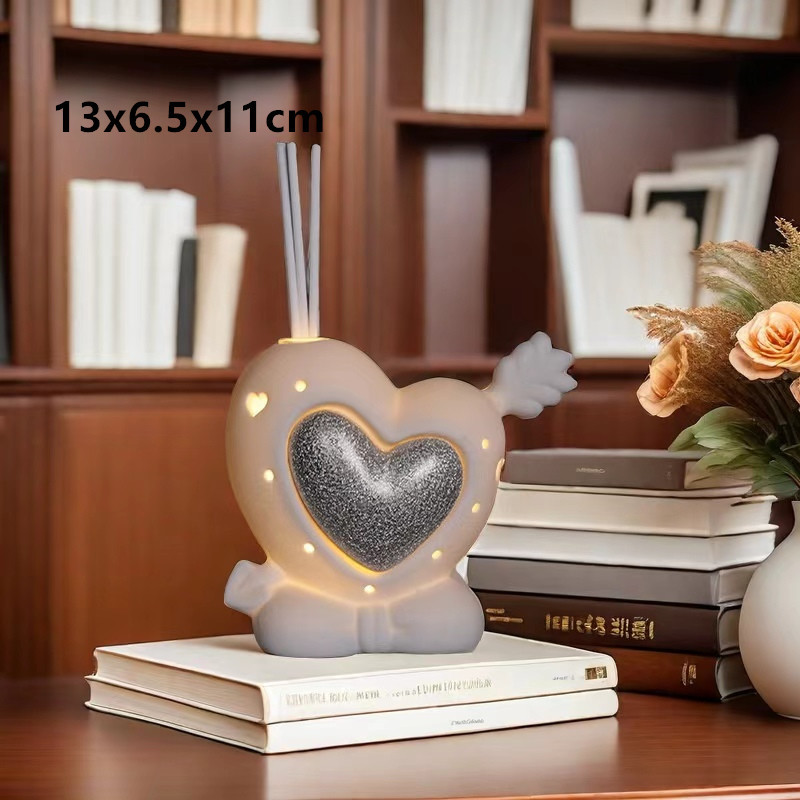 Cerámica creativa LED luz de noche fragancia luz ambiental creativa amor romántico botella de aromaterapia con varilla volátil decoración del hogar