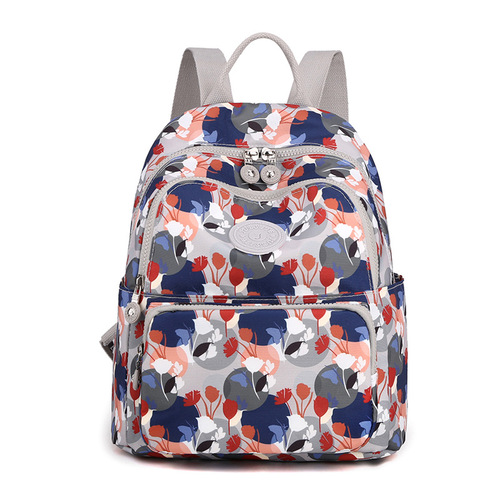 Trendy Ladies Dual Strap Bag 2024 Winter New Nylon Print Casual Travel Backpack Floral Ethnic Style Backpack