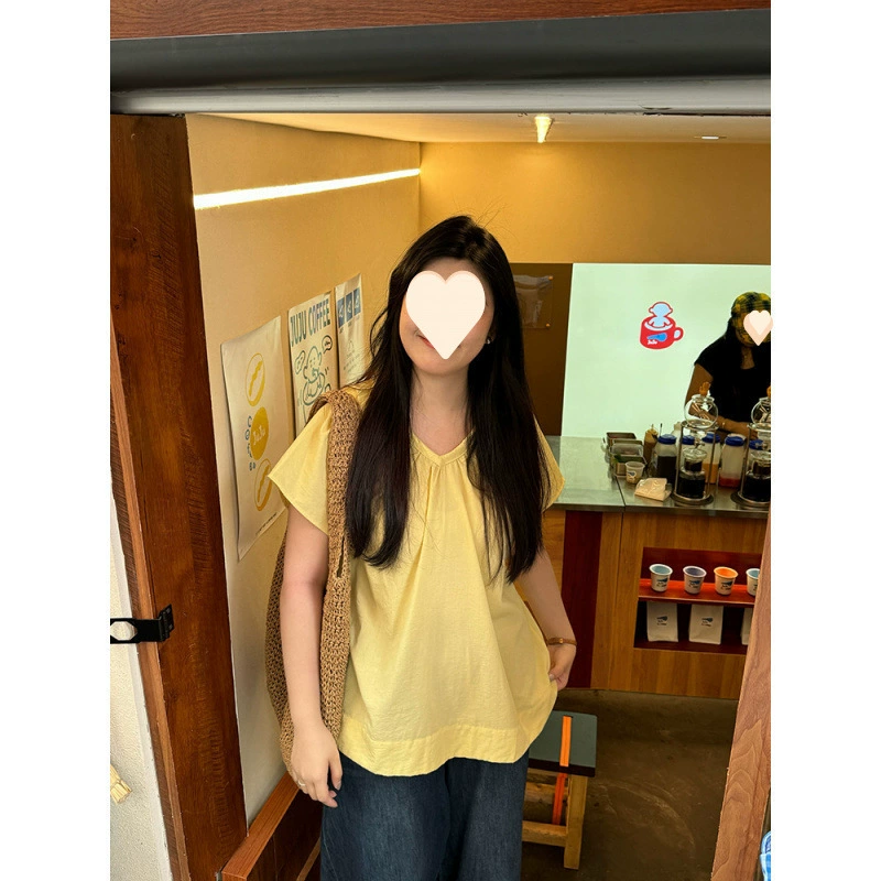 Новые летние рубашки с короткими рукавами в корейском стиле для полных девушек, утягивающие и отбеливающие топы больших размеров с короткими рукавами, закрывающие тело и свободные.