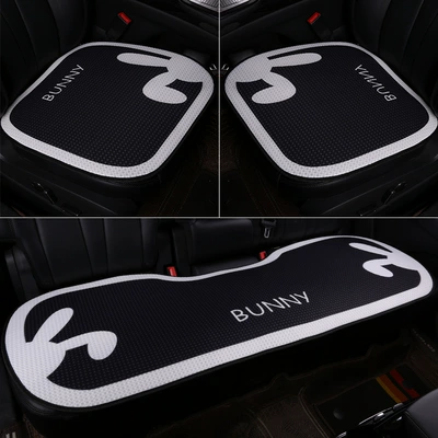 Seat cushion, seat cover: Seat Cushion Cover - houndstooth-black-rabbit-three-piece-set-2-front-seats-rear-seat-bench-honeycomb