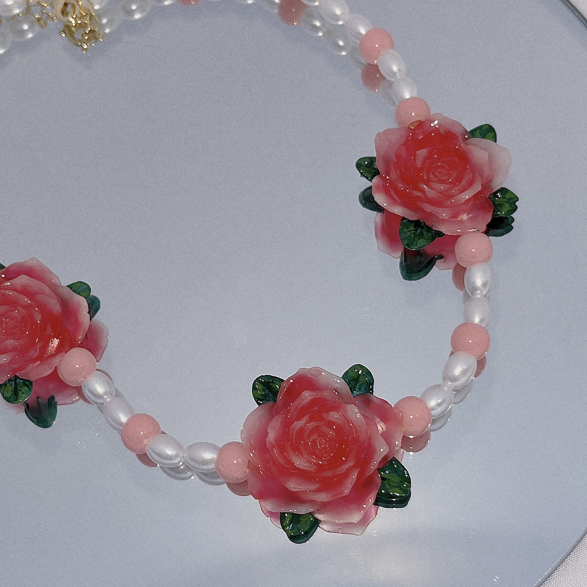 Mujeres Romántico Flor Con Cuentas Perla De Imitación Collar Collares display picture 4