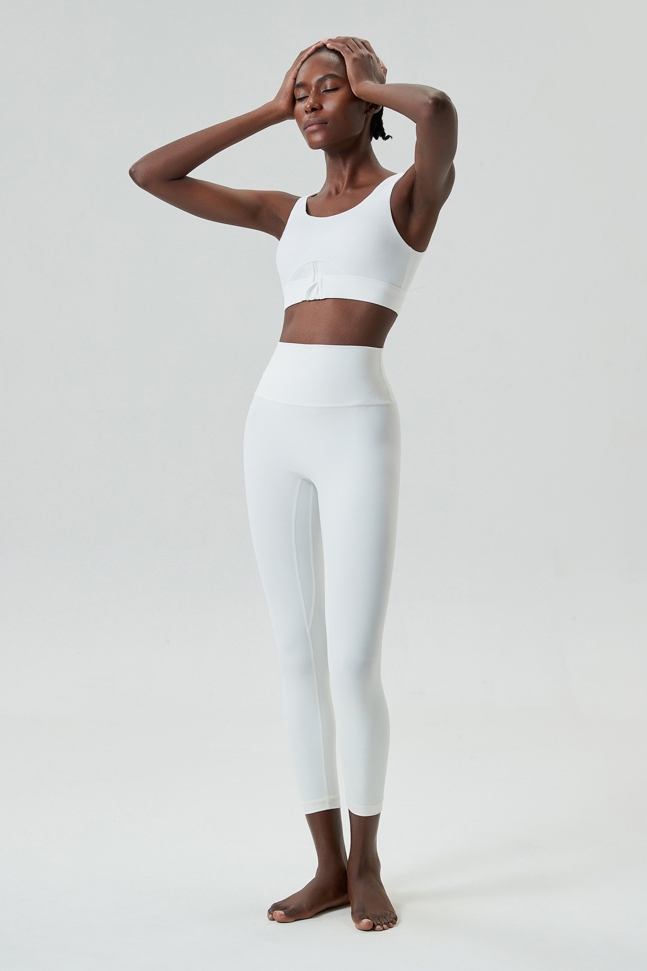 Simple Style Sport Style Solid Color Nylon U Neck Tracksuit Racerback Tank Tops Skinny Pants display picture 9