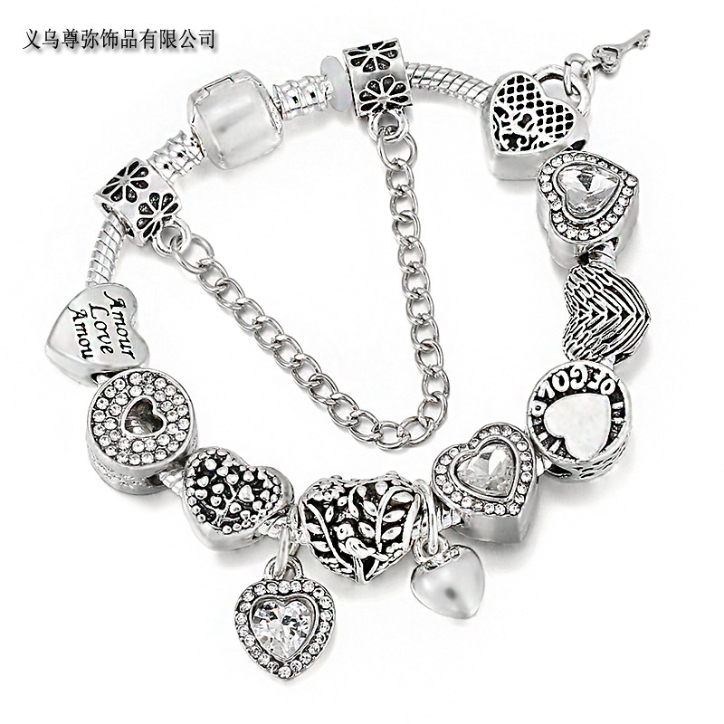Silver-plated 925 cross-border direct supply European charm DIY jewelry exquisite ladies bracelet gift factory wholesale