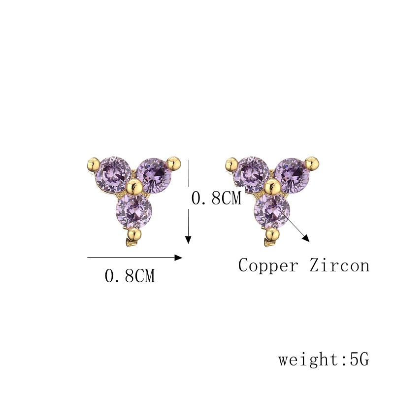 Fashion Moon Heart Shape Copper Hollow Out Inlay Zircon Earrings Ear Studs 1 Pair