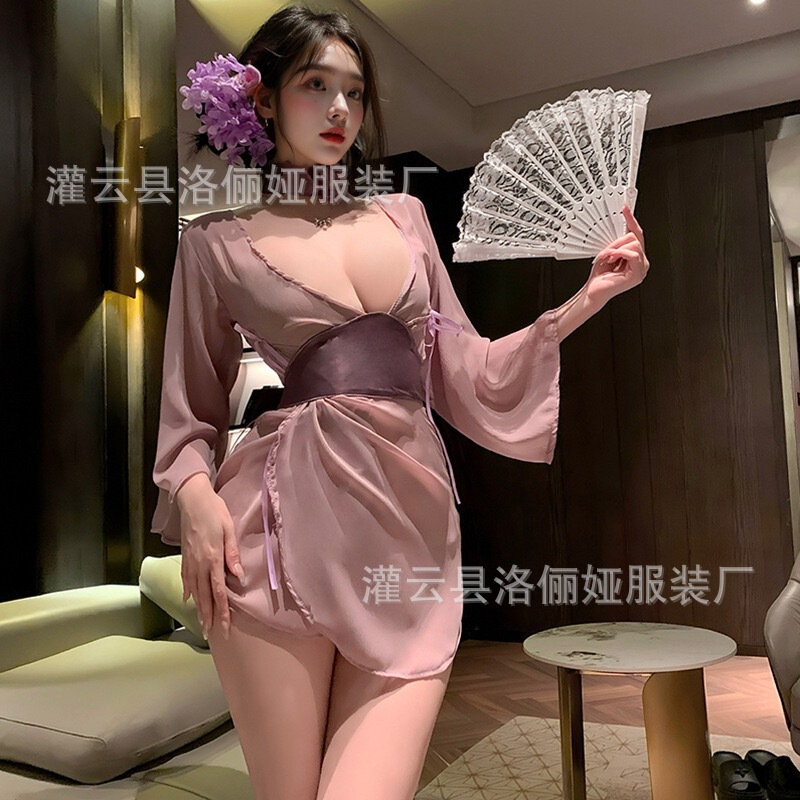 Purple Alluring Lingerie for Married Women, Seductive Ancient-Style Hanfu with Wide Sleeves, Off-Shoulder, Backless Sexy Nightgown, War Robe 712 # Purple Alluring Lingerie for Married Women, Seductive Ancient-Style Hanfu with Wide Sleeves, Off-Shoulder, Backless Sexy Nightgown, War Robe 712 #