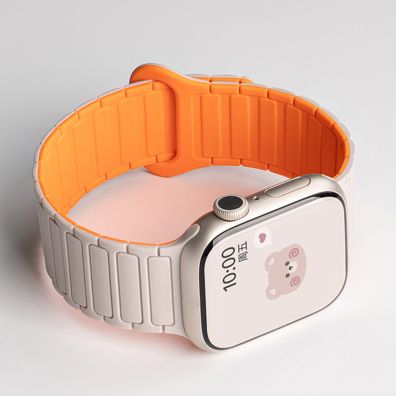 The Same Model Worn by Craftsman Zhang Jingyi Is Suitable for Iwatch11S9, S10 Watch Applewatch8 Magnetic Silicone Classy