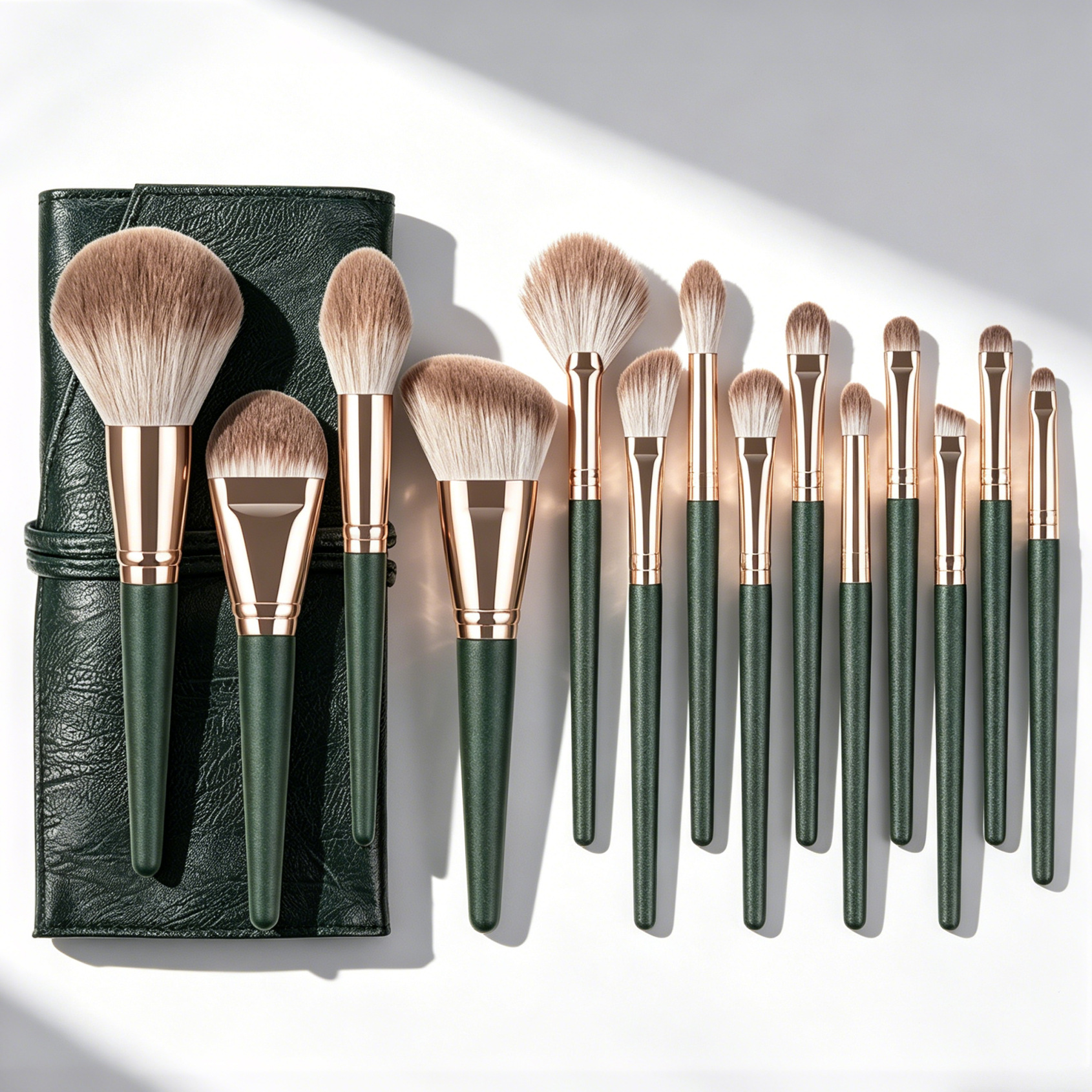Juego de 14 Brochas de Maquillaje Green Cloud, Herramientas de Belleza, Juego de Brochas Verdes, Herramientas de Maquillaje, Envío Directo Transfronterizo, Entrega Directa de Fábrica