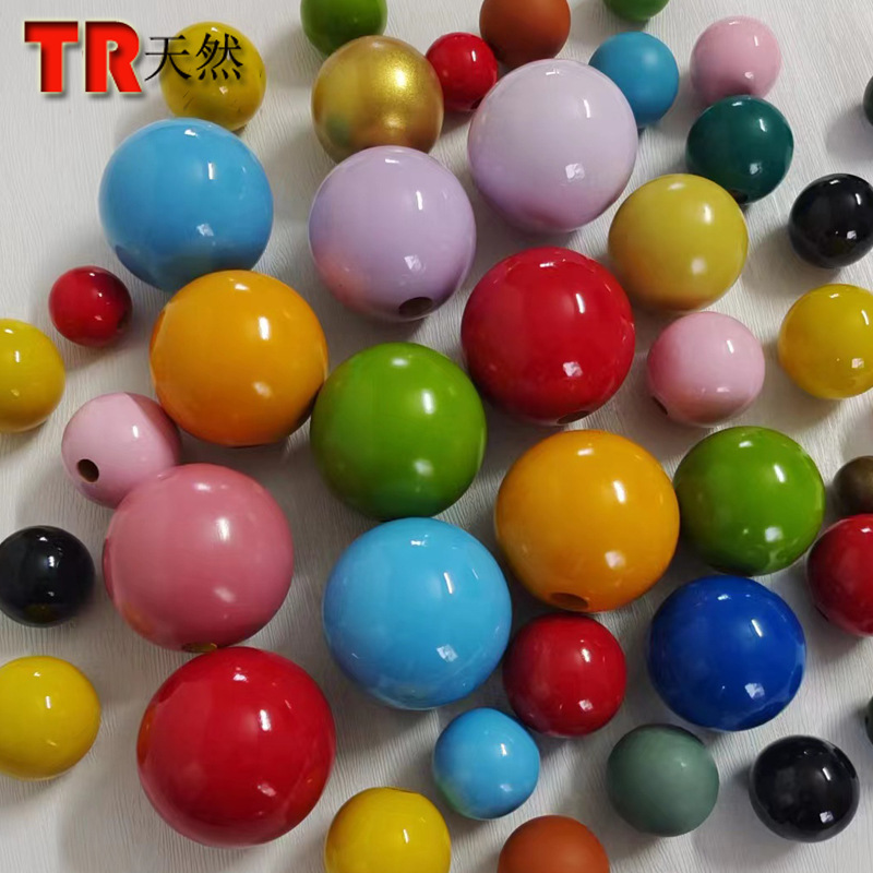实木圆球 木圆珠 彩色木圆球 5CM 6CM 60mm榉木橡胶木球彩色珠子