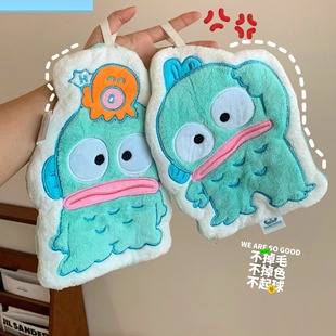 Sanrio Genuine Authorized Hanton Hand Towel Mermaid Wipe Handkerchief Coral Fleece Cute Ugly Fish Children's Hand Wash Hair