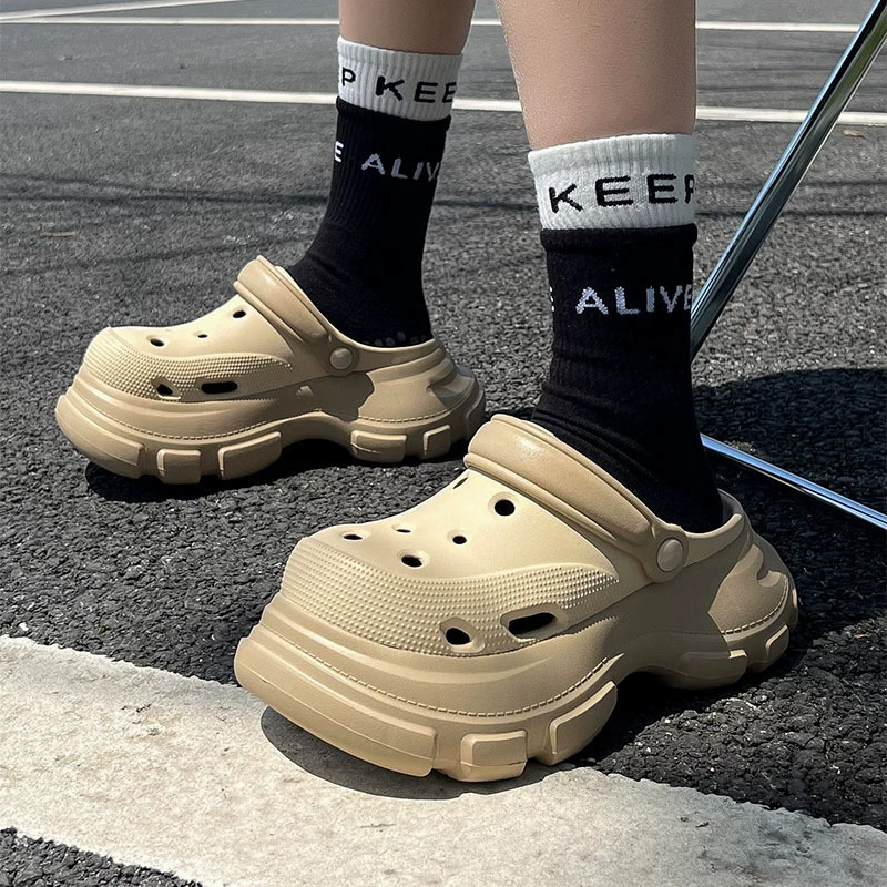 Женские сабо для уличной одежды, летние высококачественные пляжные сабо из ЭВА на толстой подошве, увеличивающие рост, для мужчин.