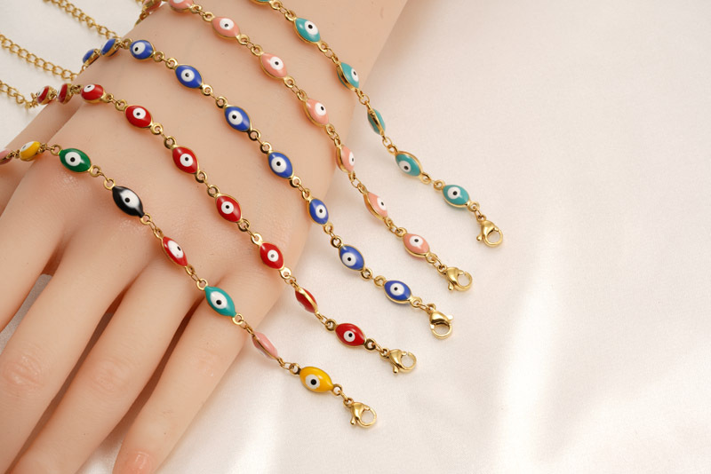 Ethnic Style Devilu0027S Eye Stainless Steel Enamel Bracelets