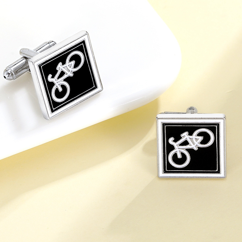 European and American Square Bicycle French Cufflinks Men's Oil Dripping Black Shirt Cufflinks Wholesale