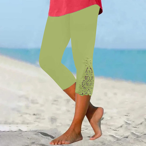 2025 Stretchy Tight Bodysuit Lace Patchwork Hollow Leg Pants Women's Small Foot Casual