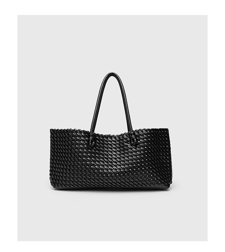 Woven Tote Bag Solid Colour Retro Casual Shoulder Crossbody Bag_voghion.com