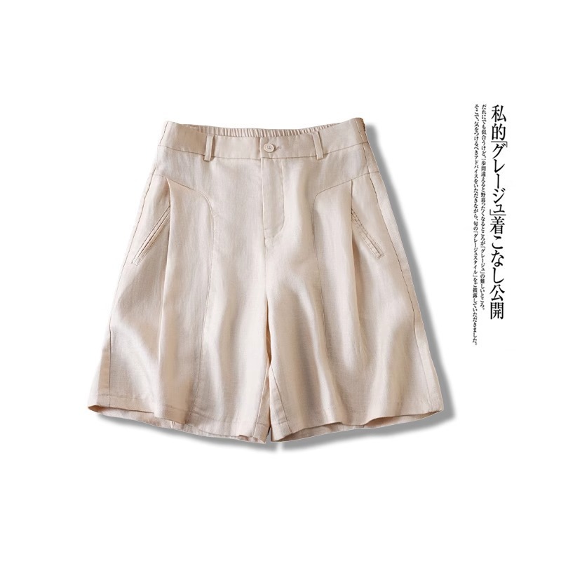 テンセルリネン薄手ワイドレッグパンツ女性用2025夏新作ハイウエストゆったり痩身ヒップカバーアラインメントショーツ|undefined