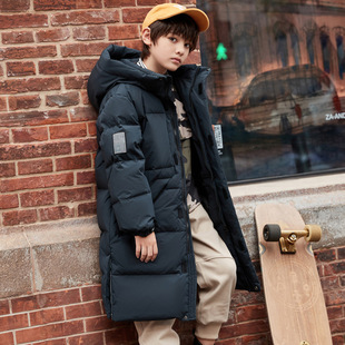 Boys down jacket long 2022 winter new children's clothing big children's hooded thick white duck down coat wholesale