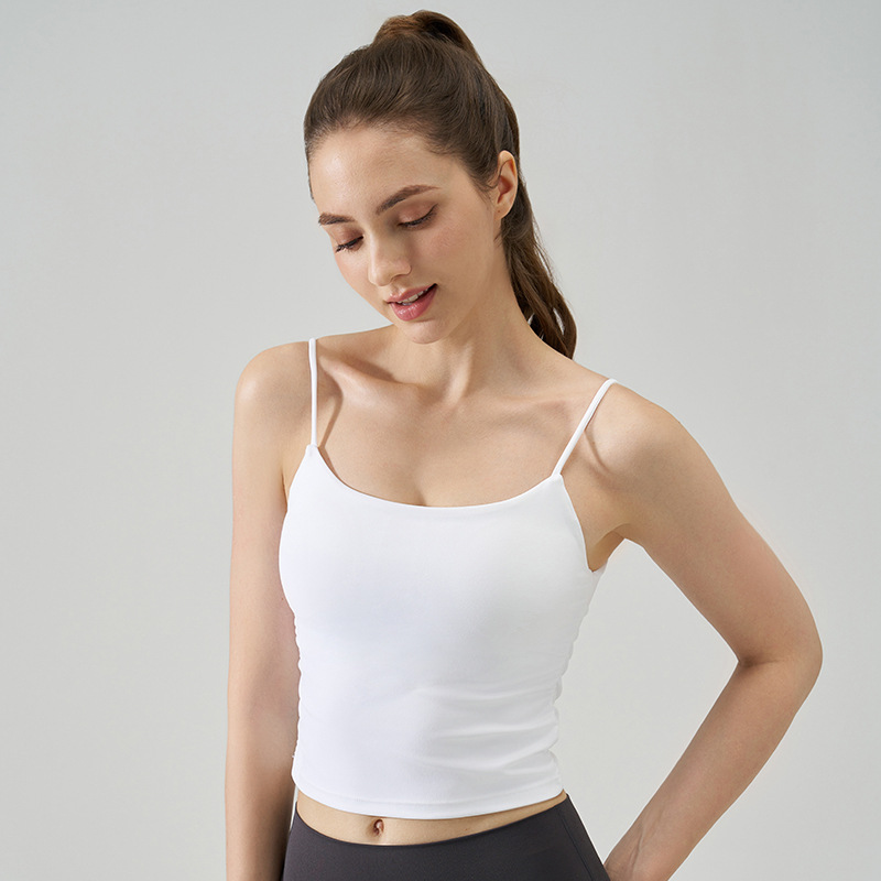 Primavera y verano ropa interior deportiva desnuda para mujer camisola a prueba de golpes hermosa espalda cómoda top plisado fitness yoga sujetador
