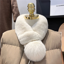 獭兔毛围脖韩国纯色毛绒保暖双面厚皮草围巾狐狸毛毛球毛领子软糯