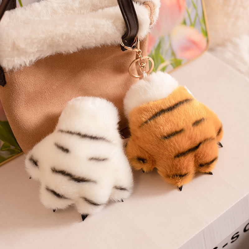 Simulated Tiger Paw Plush Toy Doll Bear Paw Leopard Paw Print Doll School Bag Pendant Keychain Wholesale
