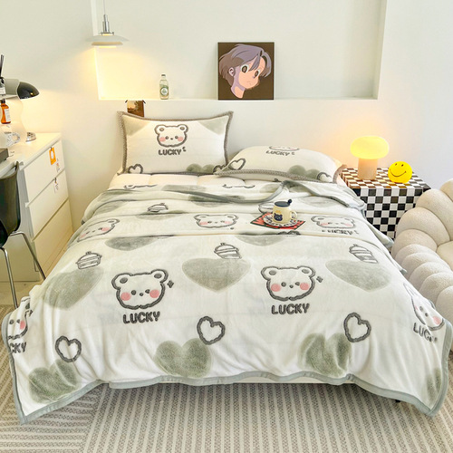  New 3D Fleece Throw Blanket with Thick Warm Coral Velour Cover Office Class Milky Velvet Cover