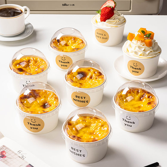Taro Mud Baked Milk Box Basque Paper Cup Cake Tray Packaging Mu Si Pudding Lei Dessert Packaging Baking Small with Lid
