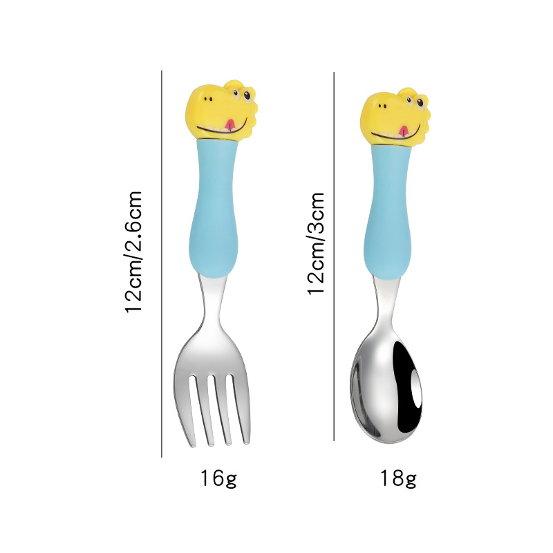 Dinosaur spoon fork [Yellow Blue]