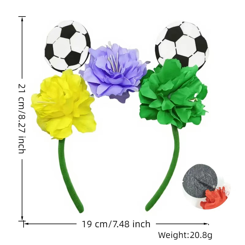 Fútbol transfronterizo simulación de flores fiestas Copa del Mundo atmósfera decorativa banda de pelo Europa fanáticos decoración banda de cabeza de fútbol