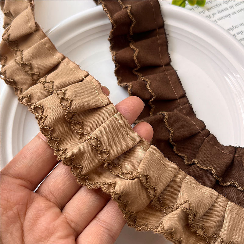 4CM double-layer polyester-cotton scalloped lace, factory direct sale, lace trim for Lolita dresses, cuffs, and necklines