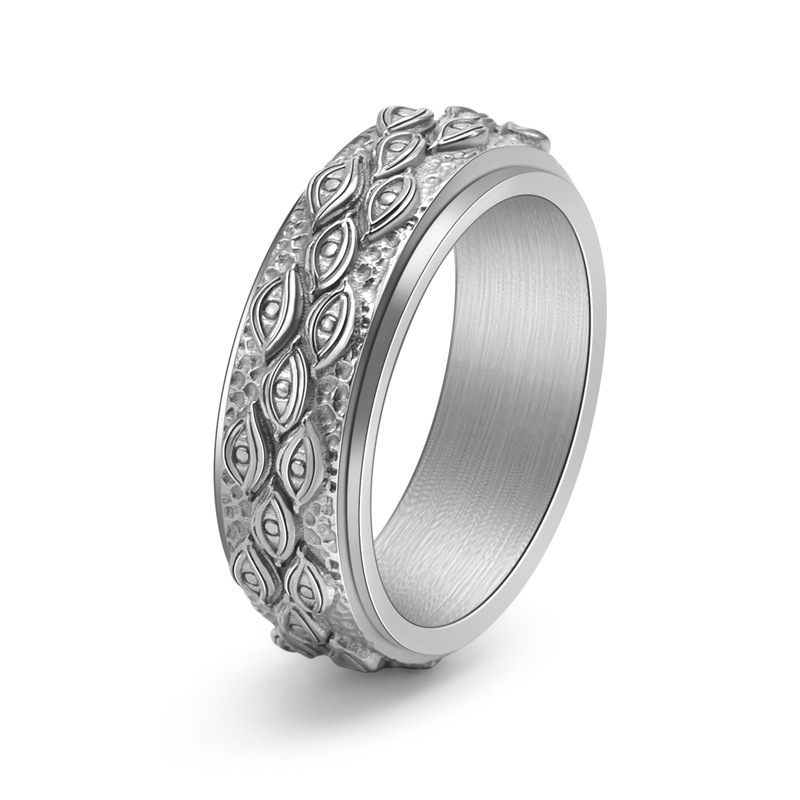 Vacuum Plating Gold Plating Process 18K Gold Plated Plating Material Wholesale Jewelry Retro Eye 304 Stainless Steel 18K Gold Plated Plating Rings