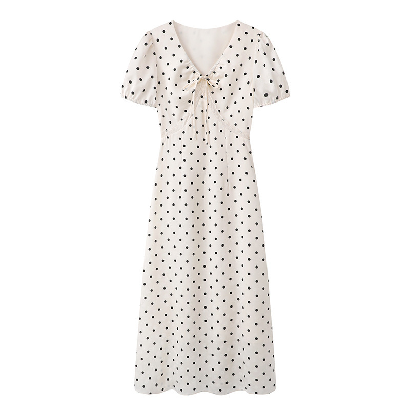 dress 2025 summer new women's polled bubble sleeve lace drape satin skirt 90125101605